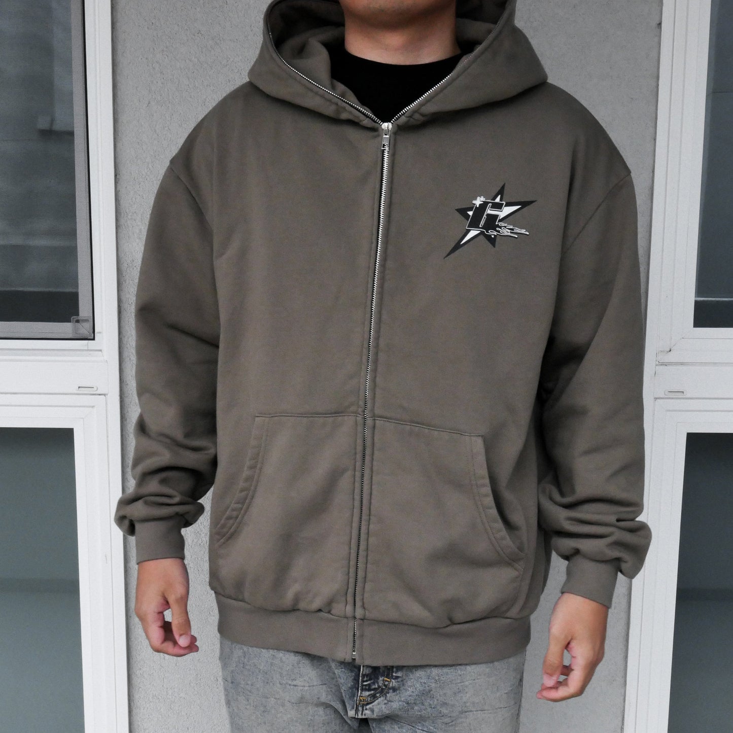 Oversized Haku's Revenge Zip Up - Stone