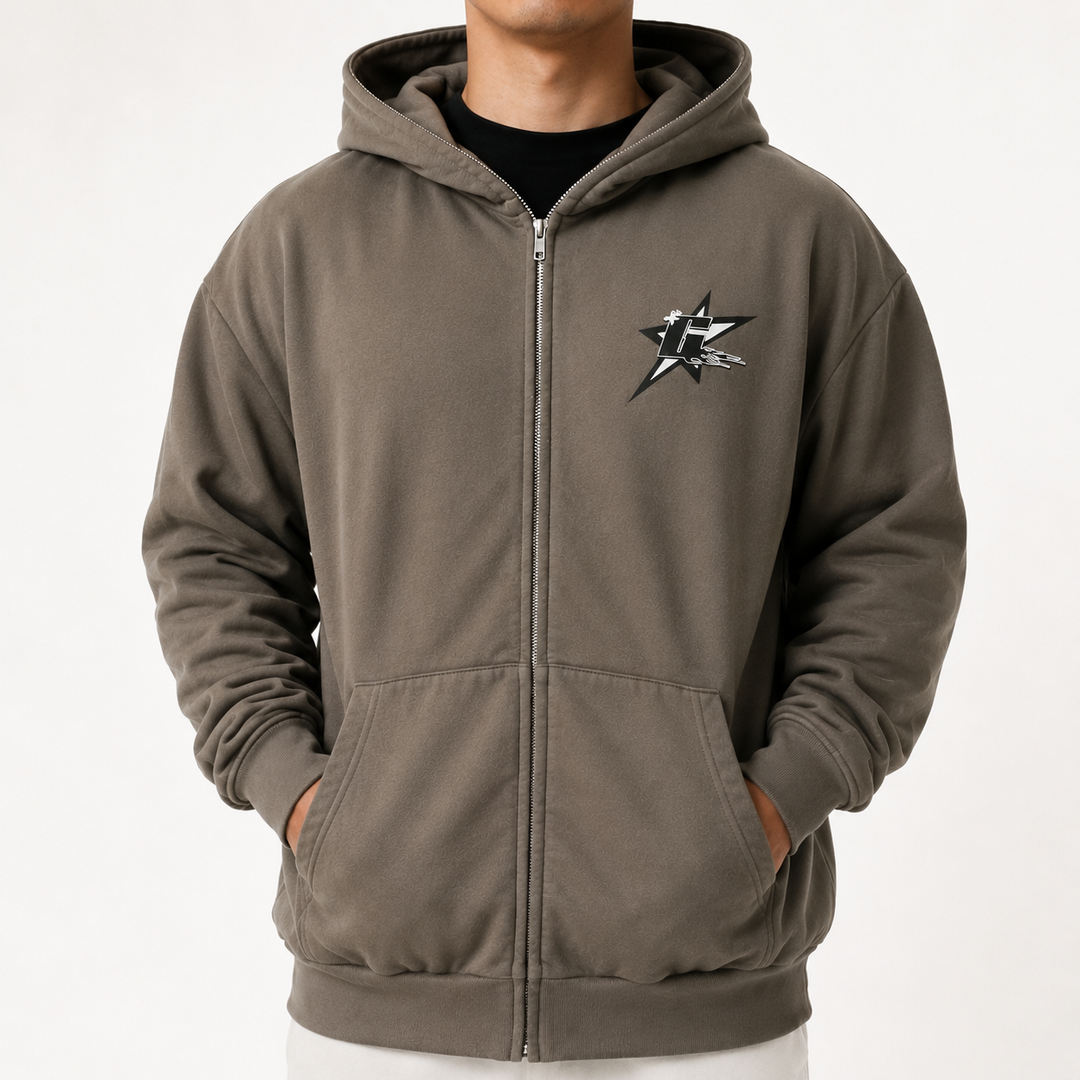 Y2K Zip Up - Stone