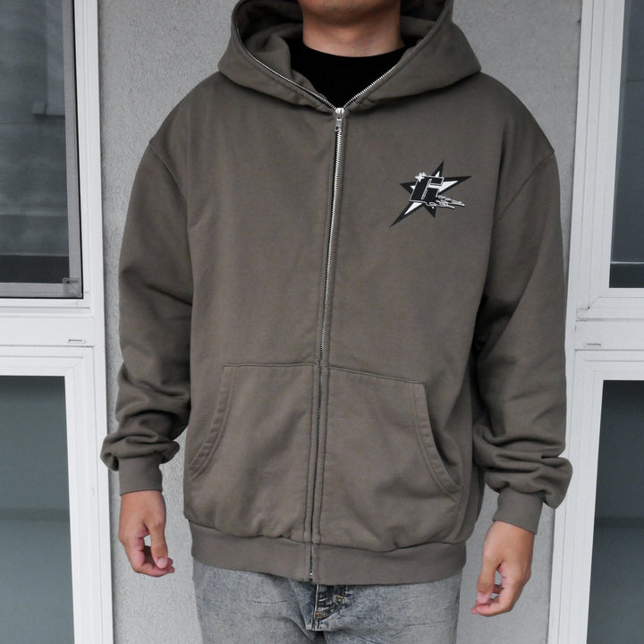 Oversized Haku's Revenge Zip Up - Stone