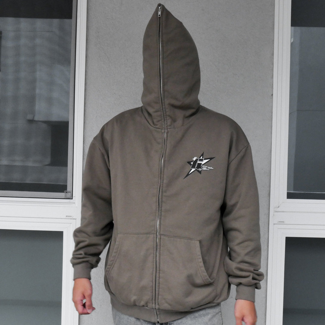 Oversized Haku's Revenge Zip Up - Stone